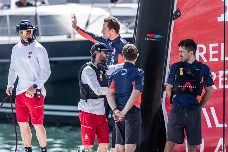 Ben Ainslie (INEOS Britannia) waves to fans at dockout - Race Day 2 -  AC40 - America's Cup Preliminary Regatta - Vilanova - September 16, 2023 photo copyright Ian Roman/America's Cup Media taken at Club Náutic Vilanova and featuring the AC40 class