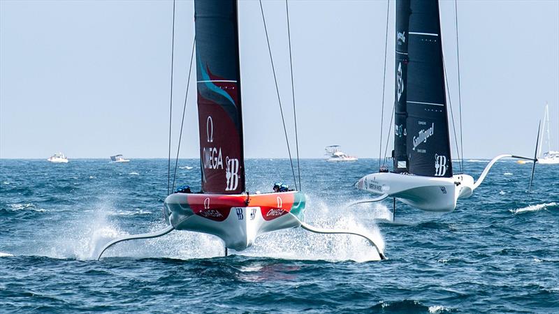 Emirates Team NZ and American Magic - Race Day 3 -  AC40 - America's Cup Preliminary Regatta - Vilanova - September 17, 2023 - photo © America's Cup Media