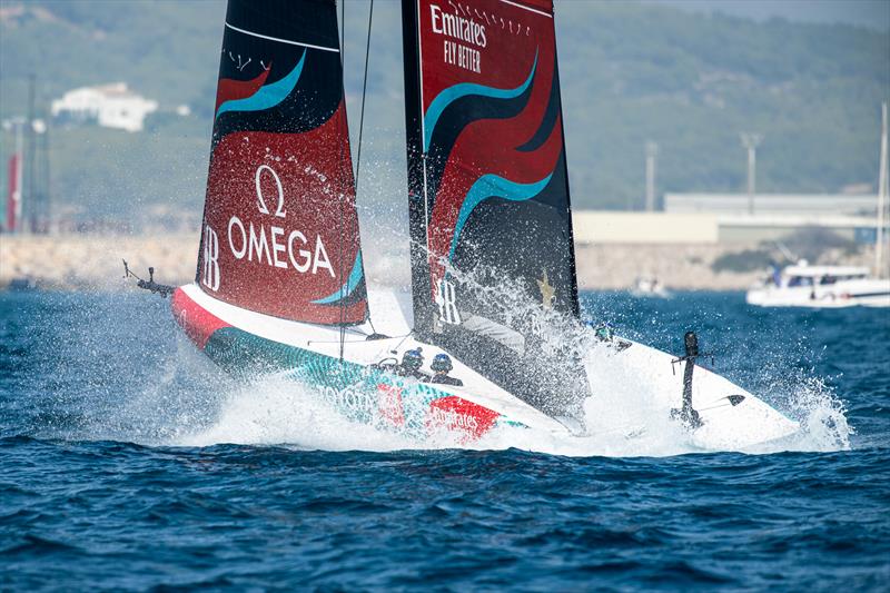 Foil-fall - Emirates Team New Zealand - Race Day 3 - AC40 - America's Cup Preliminary Regatta - Vilanova - September 17, 2023 - photo © America's Cup Media