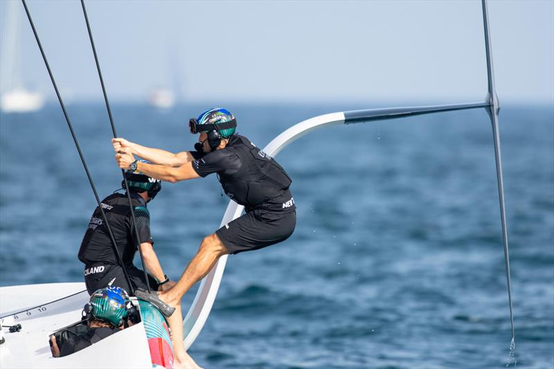 Emirates Team NZ struggle to get foiling - America's Cup Preliminary Regatta - Day 3 - Vilanova - September 17, 2023 - photo © America's Cup Media