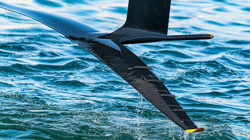 Fence - Wing Foil - INEOS Britannia - T6 - LEQ12 - Day 76 - Barcelona - September 22, 2023 photo copyright Ugo Fonolla / America's Cup taken at Real Club Nautico de Barcelona and featuring the AC40 class