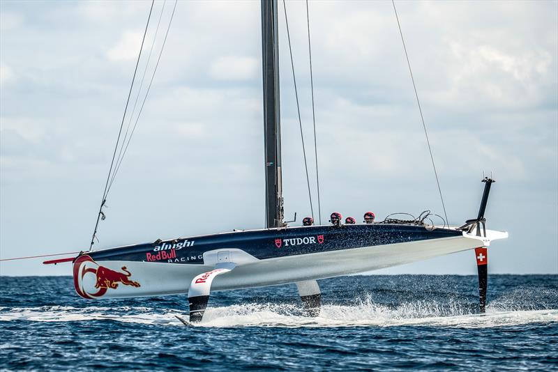 Tow testing. Alinghi Red Bull Racing - AC40 - Day 54 - Barcelona - September 23, 2023 photo copyright Alex Carabi / America's Cup taken at Real Club Nautico de Barcelona and featuring the AC40 class