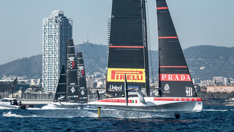 Luna Rossa  and American Magic - AC40 - Day 76 - Barcelona - October 11, 2023 photo copyright Job Vermeulen / America's Cup taken at Real Club Nautico de Barcelona and featuring the AC40 class