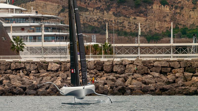 American Magic in flatter seastate off the Barcelona Seawall - AC40 - Day 78 - Barcelona - October 17, 2023 photo copyright Job Vermeulen / America's Cup taken at Real Club Nautico de Barcelona and featuring the AC40 class