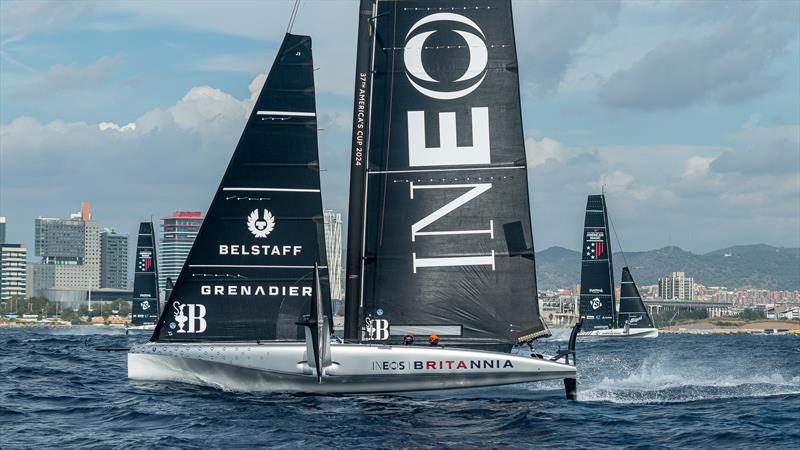 INEOS Britannia and American Magic - AC40 - Day 79 - Barcelona - October 18, 2023 photo copyright Job Vermeulen / America's Cup taken at Real Club Nautico de Barcelona and featuring the AC40 class