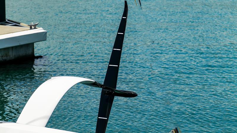 Part view of the new test wingfoil - Emirates Team New Zealand - AC40 - Day 32 - Auckland - November 9, 2023 photo copyright Sam Thom/America's Cup taken at Wakatere Boating Club and featuring the AC40 class