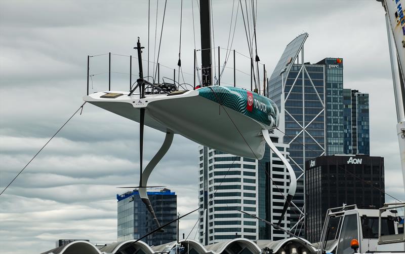 Test wing foils on both port and starboard foil arms - Emirates Team New Zealand - AC40 - Day 44 - Auckland - November 17, 2023 photo copyright Sam Thom / America's Cup taken at Royal New Zealand Yacht Squadron and featuring the AC40 class