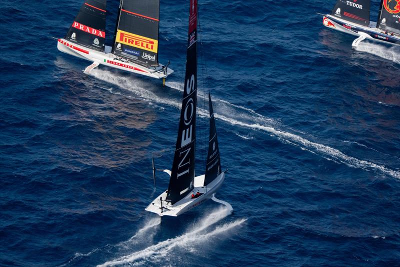  INEOS Britannia and Luna Rossa  - Day 3 - AC40 - Preliminary Regatta - Jeddah, Saudi Arabia - December 1, 2023 - photo © Ricardo Pino/America's Cup