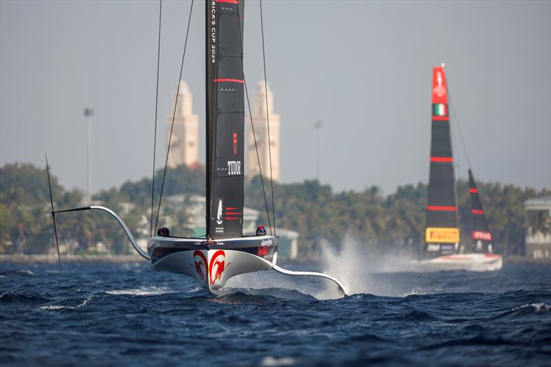 Alinghi Red Bull Racing of Switzerland with Arnaud Psarofaghis, Maxime Bachelin behind the helm and Bryan Mettraux, Yves Detrey as flight controllers compete during the AC37 Preliminary Regatta in Jeddah, Saudi Arabia on December 2 - photo © Samo Vidic / Alinghi Red Bull Racing