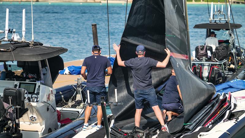 Double skinned mainsail - Alinghi Red Bull Racing - AC40/LEQ12 - Day 65 - December 4, 2023 - Jeddah, Saudi Arabia - photo © Alex Carabi / America's Cup