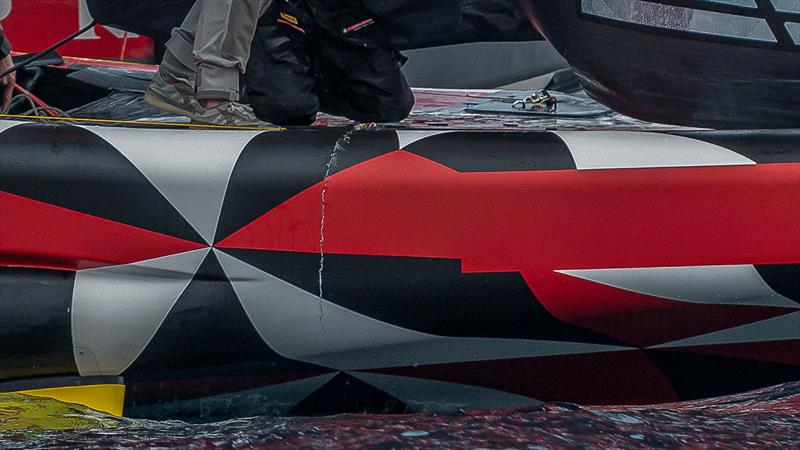 Hull compression crack - Luna Rossa - LEQ12 Protype - Day 105 - December 4, 2023 - Cagliari, Sardinia - photo © Job Vermeulen / America's Cup