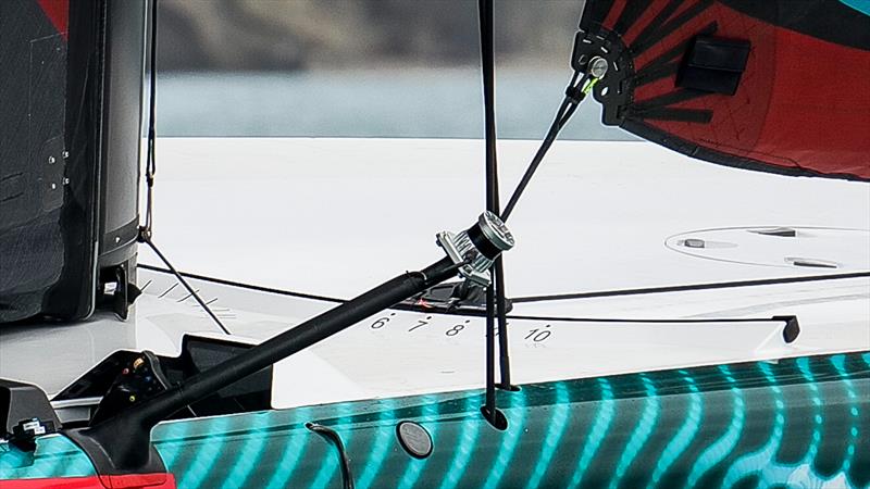 Jib sheet and LIDAR - Emirates Team New Zealand - LEQ12 Prototype - Day 49 - December 16, 2023 - Auckland - photo © Sam Thom/America's Cup