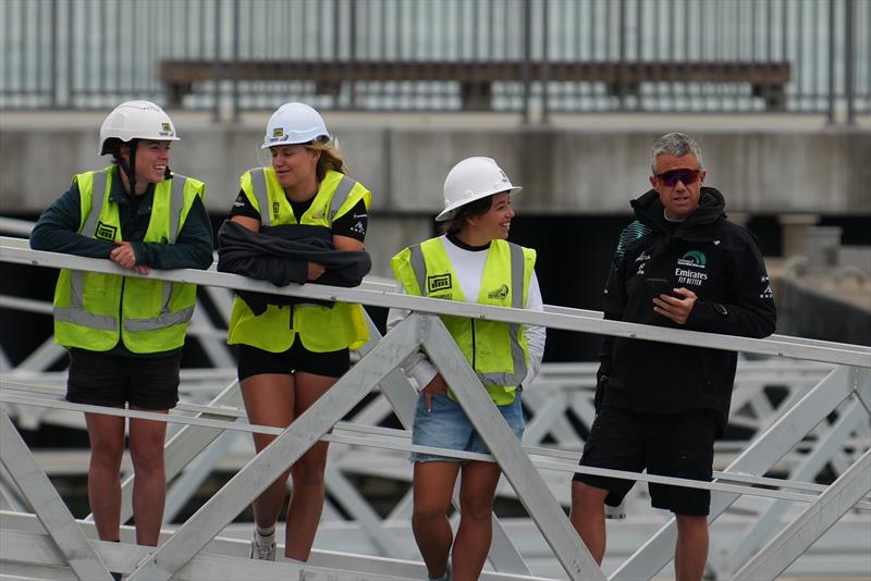 Womens AC team trialists with Nick Burridge - Emirates Team New Zealand - LEQ12 Prototype - Day 47 - December 14, 2023 - Auckland - photo © Sam Thom/America's Cup
