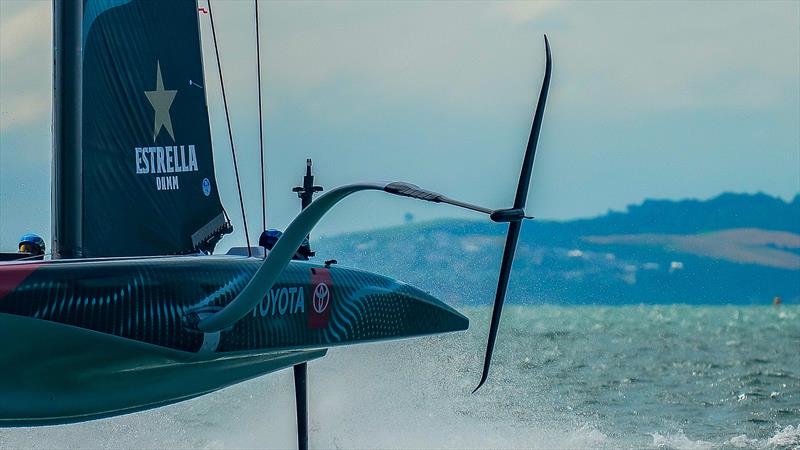 Port wing foil - Emirates Team New Zealand - LEQ12 Prototype -  Day 57, January 22, 2024 - Auckland photo copyright Sam Thom / America's Cup taken at Royal New Zealand Yacht Squadron and featuring the AC40 class