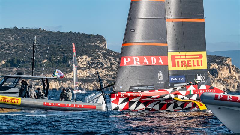 Luna Rossa Prada Pirelli - LEQ12 - Day 113 - January 21, 2024 - Cagliari photo copyright Ivo Rovira / America'sCup taken at Circolo della Vela Sicilia and featuring the AC40 class