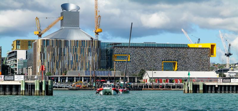 Emirates Team New Zealand exits now named Jellicoe Harbour -- AC40 - Day 64 - Auckland - February 15, 2024 photo copyright Sam Thom/America's Cup taken at Royal New Zealand Yacht Squadron and featuring the AC40 class