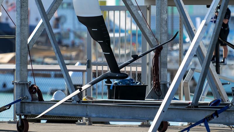 Starboard wing foil and foil arm and cameras - Emirates Team New Zealand - AC40 - Day 68 - March 1, 2024 - Waitemata Harbour/Hauraki Gulf - photo © Sam Thom/America's Cup