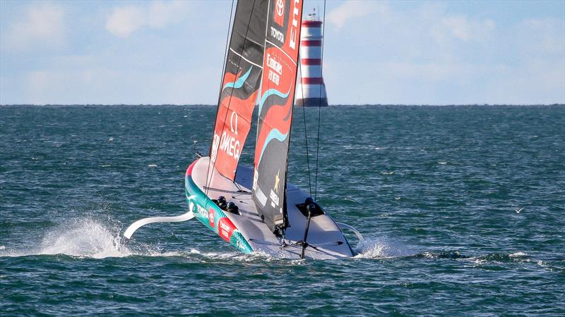 Emirates Team New Zealand ends a training session - AC40 - April 2, 2024 - Auckland photo copyright Richard Gladwell - Sail-World.com/nz taken at Royal New Zealand Yacht Squadron and featuring the AC40 class