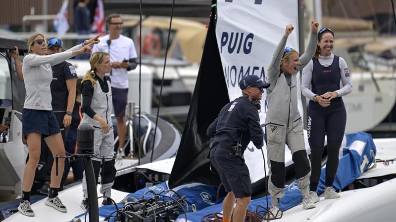 Athena Pathway dock out ahead of the Puig Women's America's Cup Final - October 12, 2024 photo copyright David Maynard / www.alleycatphotographer.com taken at  and featuring the AC40 class