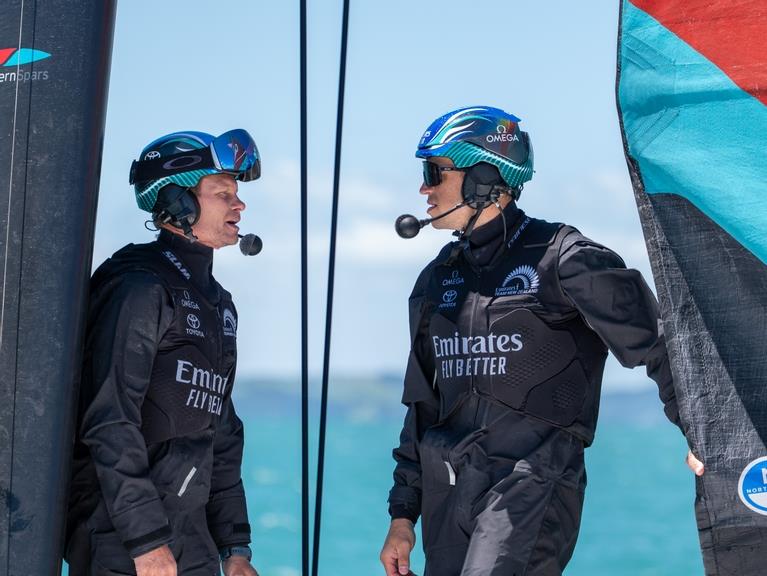 Emirates Team New Zealand sail their AC40 in Auckland photo copyright James Somerset/ Emirates Team New Zealand taken at Royal New Zealand Yacht Squadron and featuring the AC40 class
