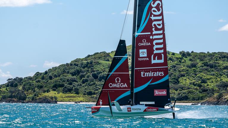 Emirates Team New Zealand sail their AC40 in Auckland.. photo copyright James Somerset/ Emirates Team New Zealand taken at Royal New Zealand Yacht Squadron and featuring the AC40 class