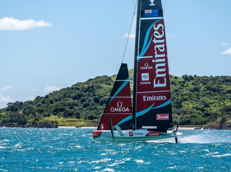 Emirates Team New Zealand sail their AC40 in Auckland... photo copyright James Somerset/ Emirates Team New Zealand taken at Royal New Zealand Yacht Squadron and featuring the AC40 class