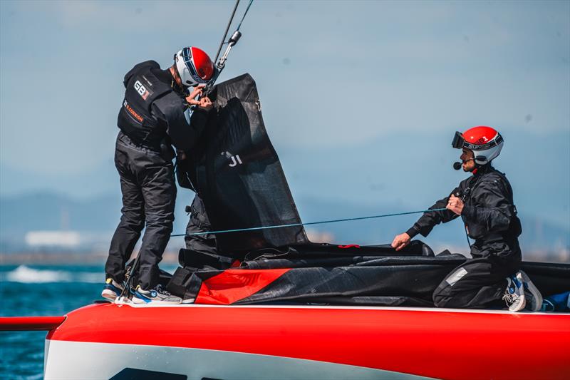 GB1 training in the AC40 in Cagliari - photo © Cameron Gregory