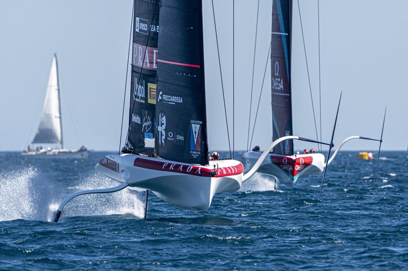 Luna Rossa leads Emirates Team NZ - Louis Vuitton 38th America's Cup Preliminary Regatta - Day 3 - May 24, 2026 - photo © Ian Roman