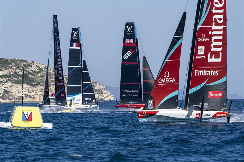 Mark rounding - fleet racing - Louis Vuitton 38th America's Cup Preliminary Regatta - Day 3 - May 24, 2026 - photo © Ian Roman
