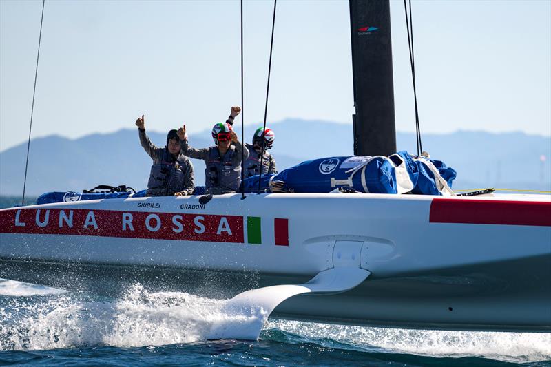 Luna Rossa youth team - Louis Vuitton 38th America's Cup Preliminary Regatta - Day 3 - May 24, 2026 photo copyright David Maynard / www.alleycatphotographer.com taken at Yacht Club Cagliari and featuring the AC40 class
