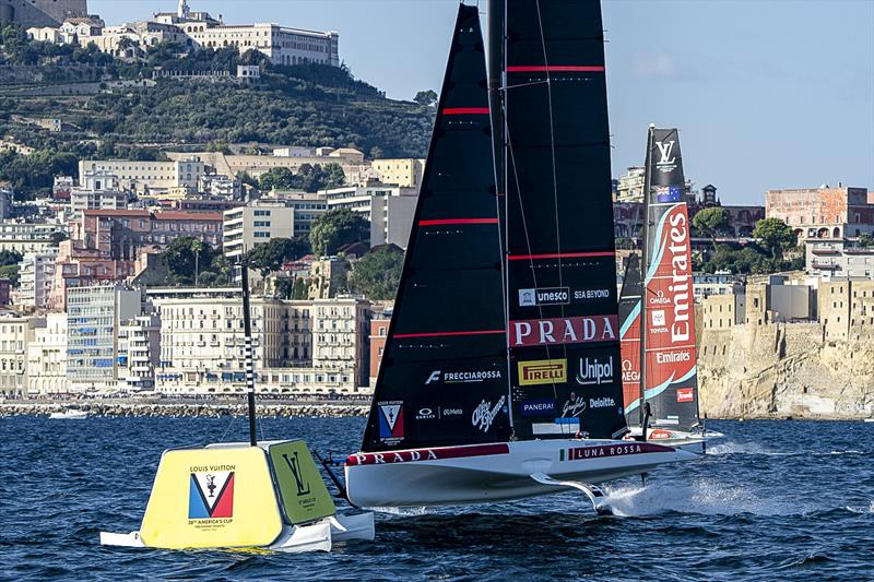 Luna Rossa and Emirates Team NZ go other ways - America's Cup Preliminary Regatta - September 27, 2026 photo copyright Ian Roman / America's Cup taken at  and featuring the AC40 class