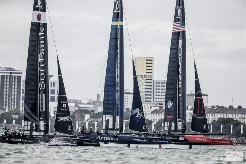 Louis Vuitton America's Cup World Series Portsmouth day 2 photo copyright Alex Irwin / www.sportography.tv taken at  and featuring the AC45 class