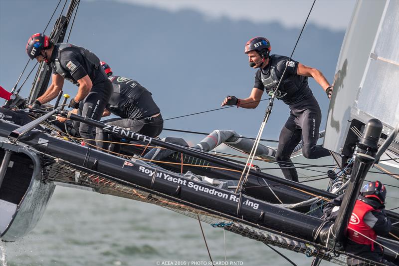 Sir Ben Ainslie's Land Rover BAR win the Louis Vuitton America's Cup World Series photo copyright Ricardo Pinto / ACEA 2016 taken at  and featuring the AC45 class