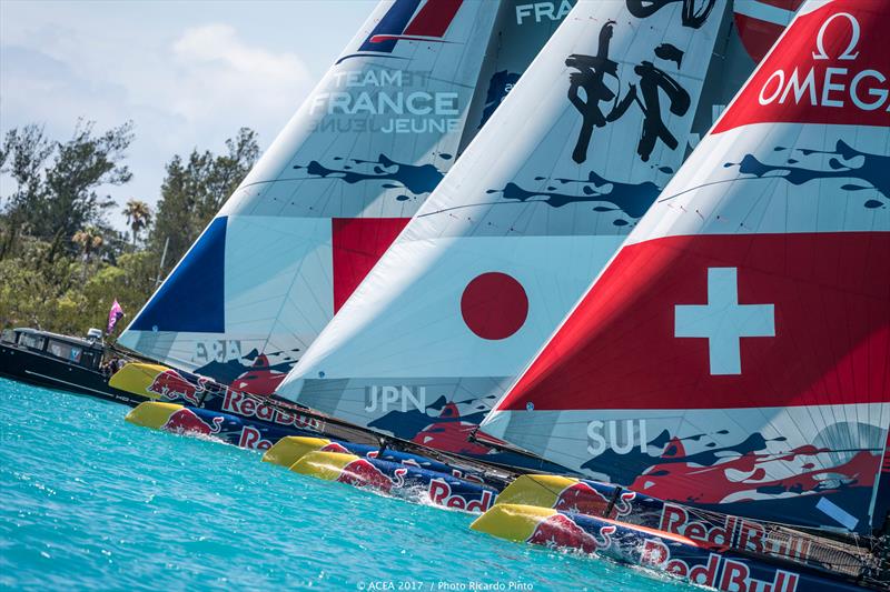 Pool A Qualifiers start at the 2017 Red Bull Youth America's Cup photo copyright ACEA 2017 / Ricardo Pinto taken at  and featuring the AC45 class