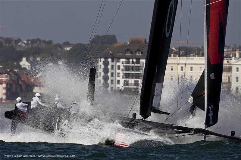 America's Cup World Series in Plymouth day 2 photo copyright Guilain Grenier / ORACLE Racing taken at  and featuring the AC45 class