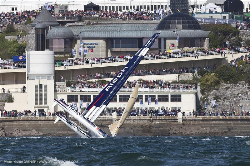 America's Cup World Series in Plymouth day 2 photo copyright Guilain Grenier / ORACLE Racing taken at  and featuring the AC45 class