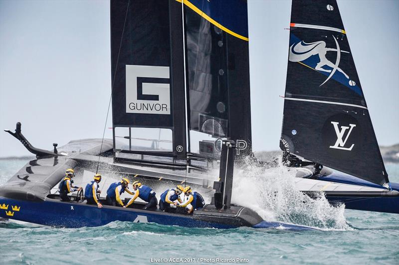 Artemis Racing on the second day of the Louis Vuitton America's Cup Challenger Playoffs photo copyright ACEA 2017 / Ricardo Pinto taken at  and featuring the AC50 class