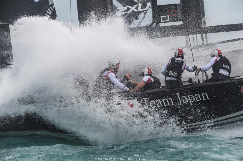 SoftBank Team Japan on the second day of the Louis Vuitton America's Cup Challenger Playoffs photo copyright ACEA 2017 / Ricardo Pinto taken at  and featuring the AC50 class