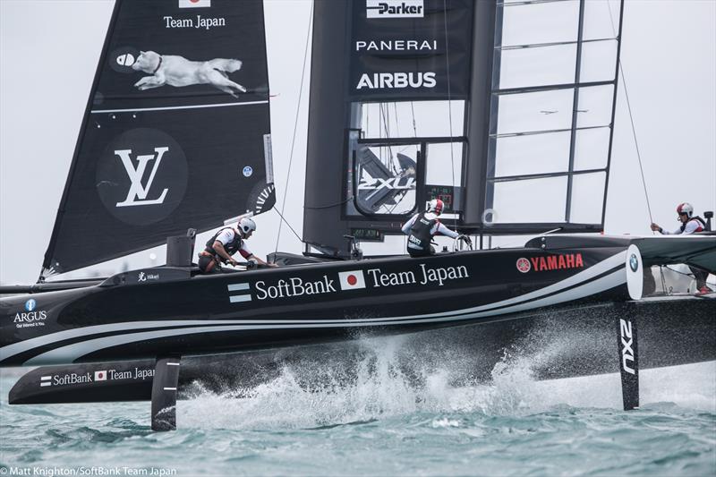 SoftBank Team Japan on the second day of the Louis Vuitton America's Cup Challenger Playoffs - photo © Matt Knighton / SoftBank Team Japan