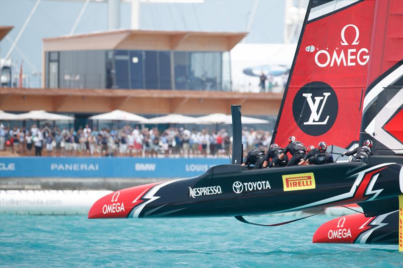 Emirates Team New Zealand on day 3 of the Louis Vuitton America's Cup Playoff Semi-finals photo copyright Lloyd Images taken at  and featuring the AC50 class