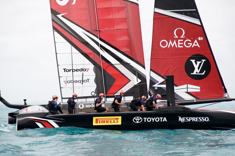 Emirates Team New Zealand on day 3 of the Louis Vuitton America's Cup Playoff Semi-finals photo copyright Lloyd Images taken at  and featuring the AC50 class