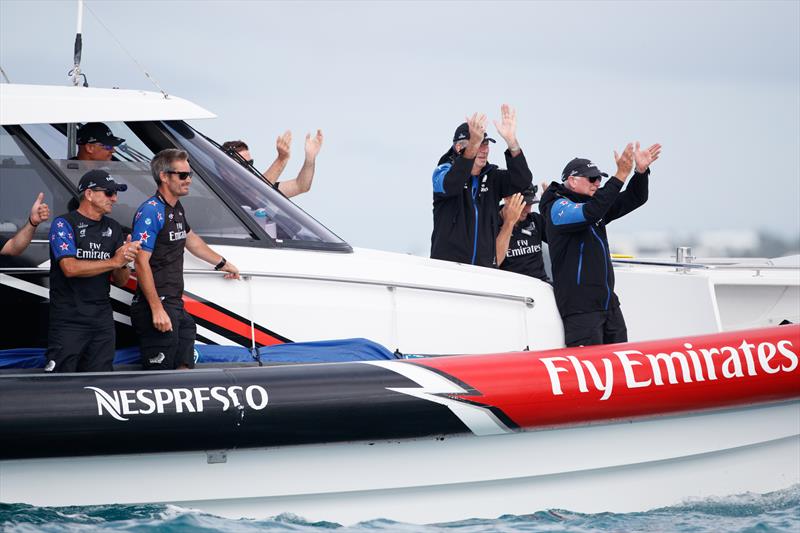 Emirates Team New Zealand win the Louis Vuitton America's Cup Challenger Playoffs photo copyright Richard Hodder / ETNZ taken at  and featuring the AC50 class