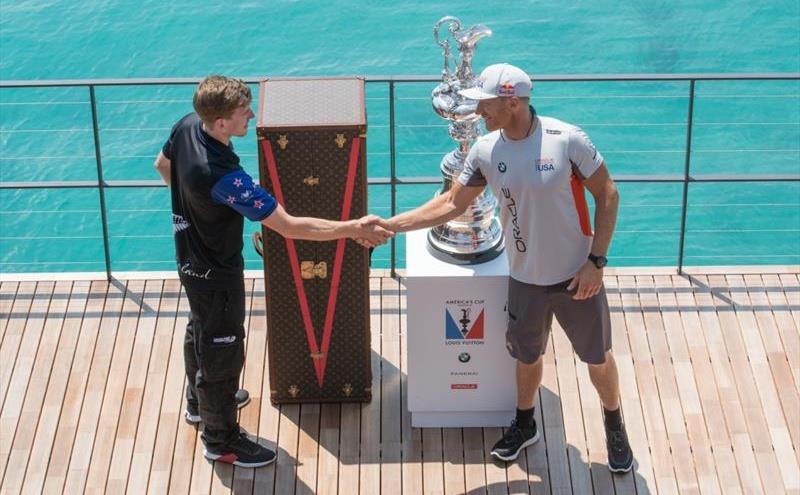 Peter Burling and Jimmy Spithill set for the 35th America's Cup match photo copyright ACEA 2017 / Gilles Martin-Raget taken at  and featuring the AC50 class