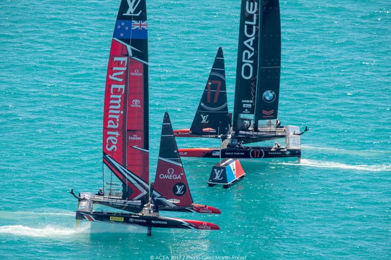 Emirates Team New Zealand on match point after day 4 of the 35th America's Cup Match photo copyright ACEA 2017 / Gilles Martin-Raget taken at  and featuring the AC50 class