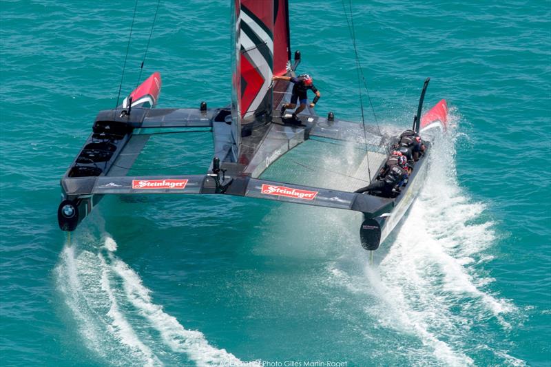 Emirates Team New Zealand on match point after day 4 of the 35th America's Cup Match photo copyright ACEA 2017 / Gilles Martin-Raget taken at  and featuring the AC50 class