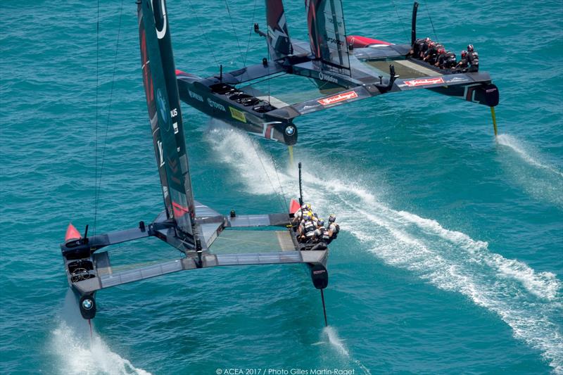 Emirates Team New Zealand on match point after day 4 of the 35th America's Cup Match photo copyright ACEA 2017 / Gilles Martin-Raget taken at  and featuring the AC50 class