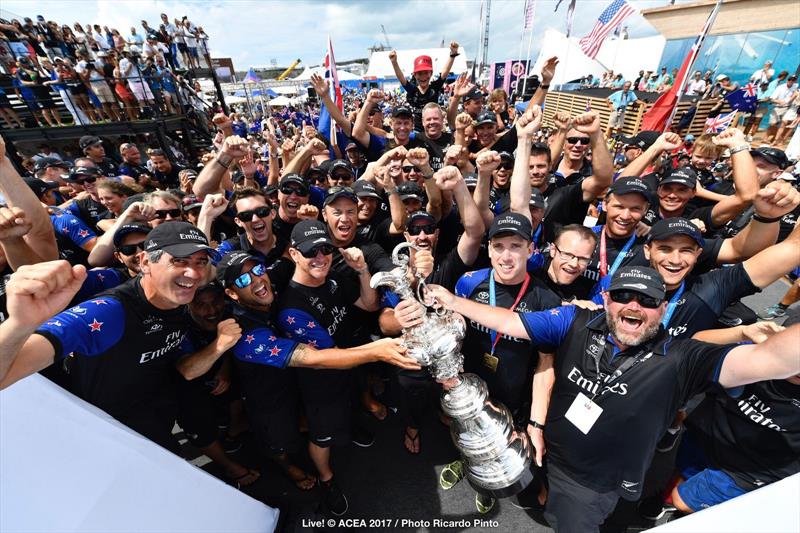Emirates Team New Zealand win the 35th America's Cup Match photo copyright ACEA 2017 / Ricardo Pinto taken at  and featuring the AC50 class
