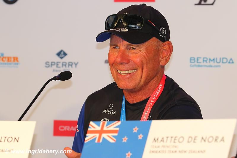 Grant Dalton during the Press Conference after Emirates Team New Zealand win the 35th America's Cup Match photo copyright Ingrid Abery / www.ingridabery.com taken at  and featuring the AC50 class