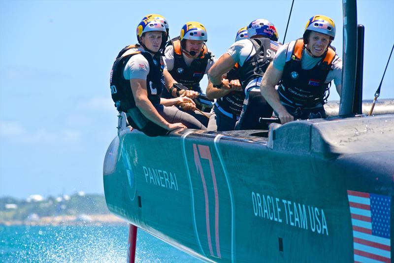 Grinders and cyclors will probably be replaced with electric powered winches for the World Series of Sailing - 2017 America's Cup Bermuda photo copyright Scott Stallard taken at  and featuring the AC50 class