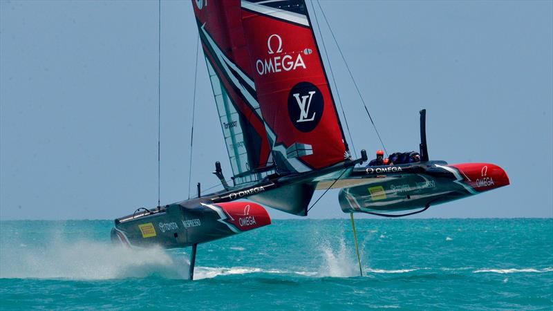 Emirates Team New Zealand flying high - 2017 America's Cup Bermuda photo copyright Scott Stallard taken at  and featuring the AC50 class